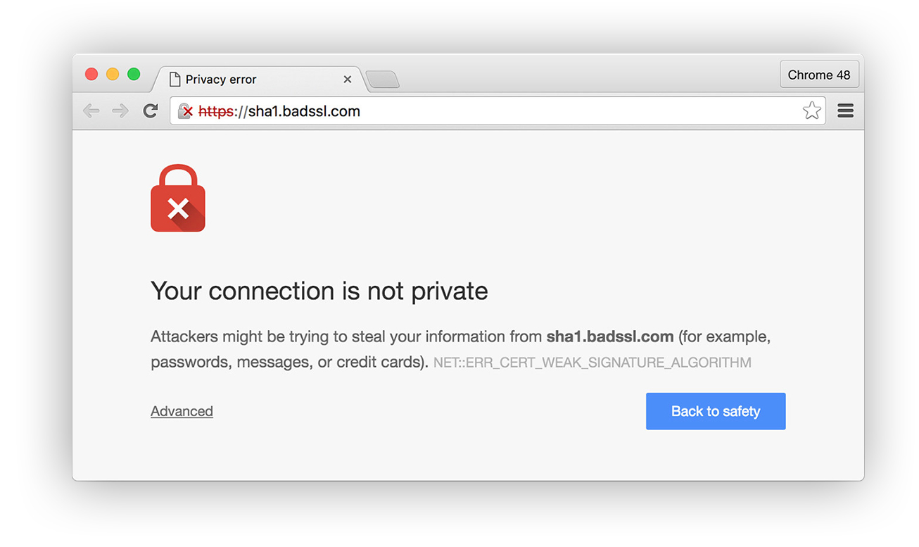 Unable to Trust the Site